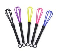 SMASOLO Frusta a Palloncino in Plastica Resistente Set da 5 Pezzi Manico Antiscivolo e Gancio, Mini Agitatori Colorati per Parrucchiere e Uso Cucina Multifunzionale Colore Colore Casuale