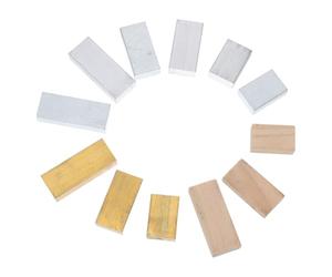 SMASOLO Kit di Blocchi di Densità per Scienze 12 Pezzi in Ottone, Ferro, Alluminio e Legno Naturale per Esperimenti Fisici in Aula, Strumenti Didattici per Insegnamento