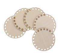 SMASOLO Materiale per Uncinetto 5 Basi Rotonde in Legno da 10 CM - Fondo per Borse e Cestini Fai da Te, per Creare Regali Personalizzati