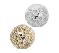 SMASOLO Palline Decorative di Vetro a Mosaico Rotonde 6 Cm, Set 2 Pezzi Oro e Argento, Sfere per Centrotavola e Decorazioni Casa, Accessori Decorativi per Ambienti Eleganti