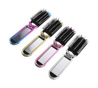 SMASOLO Set 4 Mini Spazzole Pieghevoli con Specchio Portatile, Pettine Compatto da Viaggio con Riflesso Premium e Setole Ammortizzate per Massaggio Capelluto, Accessorio Tascabile