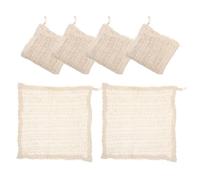 SMASOLO Set 6 Pezzi Asciugamani Quadrati in Cotone e Lino Esfolianti Per Corpo e Gambe Asciugamano Da Doccia Anello Per Ospiti, Camping e Uso Quotidiano Per Pulizia Schiena e Spalle