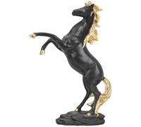 SMASOLO Statua in Resina Nera e Oro Lucida Decorazione Casa e Ufficio Figurina Equestre Realistica per Soggiorno e Scrivania
