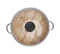 SMASOLO Vaporiera Acciaio Inossidabile con Vetro Steamer Bamboo Riutilizzabile per Cucina Resistente Al Calore e Facile da per Verdure e Dim Sum