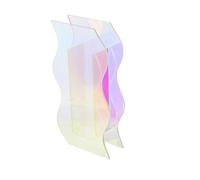 SMASOLO Vaso Acrilico Iridescente Moderno per Fiori Secchi e Freschi Centrotavola Design Geometrico per Matrimonio e Decorazione Casa Trasparente Colorato con Finitura Lucida e Base