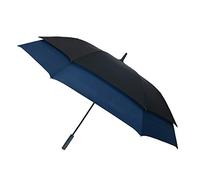 SMATI Ombrello da golf a doppia estensione - Ultra antivento; Diametro=128cm è uguale a un ombrello da golf; Apertura automatica; Ombrello per due persone; Ombrello da uomo; Colore NERO/BLU.