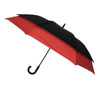 SMATI Ombrello da golf doppia estensione - Ultra antivento; Diametro=128cm è uguale a un ombrello da golf; Apertura automatica; Ombrello per due persone; Ombrello da uomo; colore NERO/ROSSO.