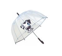SMATI Ombrello trasparente lungo per bambini - il primo ombrello riflettente per la sicurezza del tuo bambino. (Cane Nero)