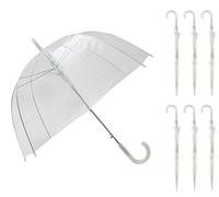 SMATI Ombrello trasparente con manico bianco, 6 pezzi, Taille unique