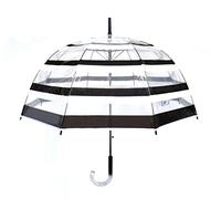 SMATI Ombrello Banda Cupola Trasparente - Righe Bianco e Nero - Antivento - Auto