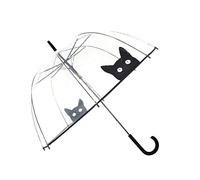SMATI SMARTBULLE Ombrello a bolla trasparente lungo - Solido; Apertura automatica; Diametro=85cm; Ombrello da donna; Stampa gatto; Ombrello a forma di cupola.