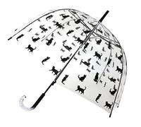 SMARTBULLE Ombrello trasparente a bolle lunghe - Solido; Apertura automatica; Diametro=85cm; Ombrello da donna; Stampa gatto; Ombrello a forma di cupola.