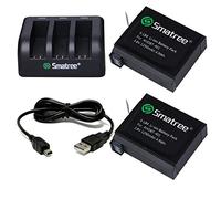 Smatree Batteria di ricambio (2-Pack), 3-Channel Charger with USB Cord for GoPro Hero 4 Camera Camcorder