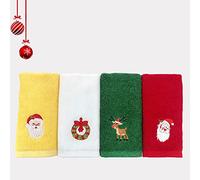 Smavles Asciugamani di Natale 4 Pcs Strofinacci di Natale Asciugamani da Cucina Cotone Strofinacci da Cucina Ricamati Asciugamani Lavandino Motivo Natalizio Decorazione Natalizia