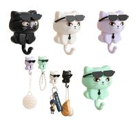 Smavles Autoadesivo Appendiabiti con Portachiavi, Gancio per Chiavi per Gatti Carino Autoadesivo Creativo, Stoccaggio e Decorazione Murale per la Casa per Appendere Chiavi Asciugamani 4 Pezzi