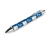 SMAZDFXX 1 penna a sfera nera con stampa di orsetto e fiocco di neve, punta da 0,5 mm, ideale per journaling, scrittura in ufficio e materiale scolastico.
