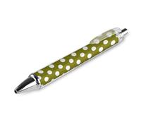 SMAZDFXX 1 penna a sfera nera - Stampa a pois verde oliva scuro, punta da 0,5 mm, ideale per journaling, scrittura in ufficio e materiale scolastico.