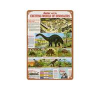 SMAZDFXX 1967 Sinclair Oil'S Exciting World Of Dinosaurs Brochure Vintage Metal Tin Sign Retro Art Wall Decor, per casa, bar, ufficio, negozio, karaoke, pub, club, targa 8X12 pollici