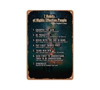 SMAZDFXX 7 abitudini delle persone altamente efficaci Riepilogo Poster dettagliato 8x12 pollici Retro Vintage Metal Sign Home Man Cave Art