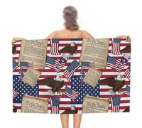 SMAZDFXX Asciugamano assorbente con bandiera americana, aquila calva e libro, per uomo e donna, teli da spiaggia facili da pulire, asciugamani per piscina, viaggi, campeggio, vacanze