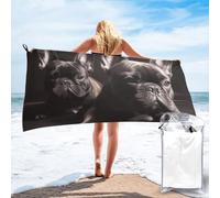 SMAZDFXX Asciugamano da spiaggia in microfibra, motivo bulldog francese oversize, asciugatura rapida, leggero, anti-sabbia, morbido, per donne, uomini e adulti, bianco