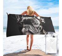 SMAZDFXX Asciugamano da spiaggia in microfibra oversize con motivo Bulldog francese, asciugatura rapida, leggero, anti-sabbia, morbido, per donne, uomini e adulti, bianco