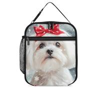 SMAZDFXX Aspettando il Natale con la borsa termica portatile Maltese, la borsa riutilizzabile per il pranzo, la borsa per il lavoro in ufficio