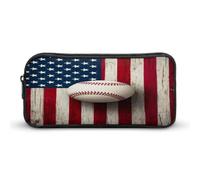 SMAZDFXX Astuccio portapenne con cerniera robusta, astuccio portapenne facile da trasportare, astuccio portapenne sportivo leggero in legno rustico con bandiera americana, per accessori universitari