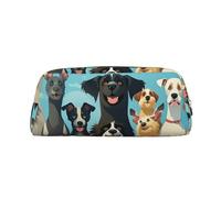 SMAZDFXX Astuccio portapenne Un grande gruppo di cani Astuccio portapenne con cerniera pelle di grande capacità Borsa per il per donne e uomini