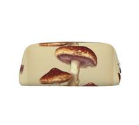 SMAZDFXX Astuccio portapenne vintage con funghi commestibili, astuccio portapenne con cerniera, astuccio portapenne in pelle di grande capacità, borsa per il trucco portatile per donne e uomini