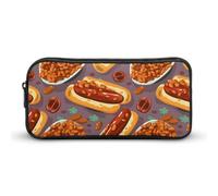 SMAZDFXX Astuccio portatile per matite con fagioli al forno e hot dog, piccolo astuccio per penne, astuccio per trucchi, organizer