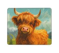 SMAZDFXX Bellissimo tappetino per mouse rettangolare impermeabile con base in gomma antiscivolo, con stampa di un vitello delle Highlands su una collina, dimensioni 10 x 12 pollici.