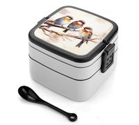 SMAZDFXX Bento Box con uccelli che riposano sul ramo di un albero, grande capacità, porta pranzo portatile per adulti, con manico e cucchiaio, per lavoro, viaggio e campeggio