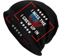 SMAZDFXX Berretto da Uomo in Maglia Nera con Scritta Mi Manca l'America in Cui Sono Cresciuto