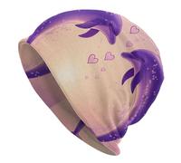 SMAZDFXX Berretto Lavorato a Maglia Jumping Dolphin And Heart Lone Wolf's Tundra Reverie, Caldo Berretto Invernale Unisex Elasticizzato con Risvolto