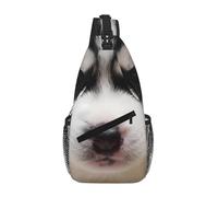SMAZDFXX Borsa a tracolla da uomo con simpatico cucciolo di husky, portafoglio leggero per cellulare, portachiavi, borsa da viaggio per il fitness e il pendolarismo