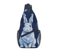 SMAZDFXX Borsa a tracolla diagonale con motivo a coniglietti blu e bianchi sfumati, da viaggio, da trekking, per uomo e donna