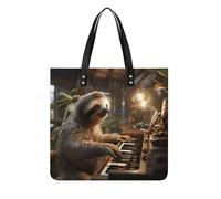 SMAZDFXX Borsa a tracolla morbida da donna, borsa a tracolla da weekend, borsa hobo, borsa shopper, borsa a mano, borsa tote oversize in pelle sintetica con bradipo che suona il pianoforte
