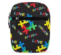 SMAZDFXX Borsa a tracolla piccola unisex con tracolla staccabile e pezzi di puzzle colorati per la consapevolezza dell'autismo