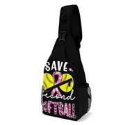 SMAZDFXX Borsa a tracolla Softball Pinks Ribbon Awareness per uomo e donna, grande capacità, tracolla per ciclismo e corsa