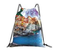 SMAZDFXX Borsa con coulisse leggera e regolabile con stampa di paesaggi delle Cinque Terre, perfetta per sport, palestra, yoga e viaggi.
