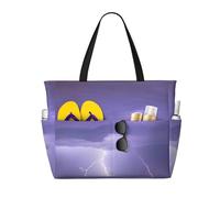 SMAZDFXX Borsa da spiaggia grande e capiente, con motivo a fulmini e tempesta, borsa tote pieghevole, adatta per viaggi e shopping.