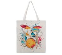 SMAZDFXX Borsa di tela riutilizzabile con stampa a forma di batteria colorata, borsa per la spesa, 15" x 16"