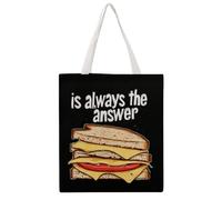 SMAZDFXX Borsa in tela stampata Grilled Cheese Sandwich Is The Answer, borsa riutilizzabile per la spesa, 15" X 16"