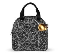 SMAZDFXX Borsa per la preparazione dei pasti di Halloween con ragnatela nera, tasche laterali, borsa per il pranzo riutilizzabile, porta pranzo per adulti, lavoro, picnic