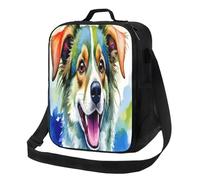 SMAZDFXX Borsa porta pranzo Happy Portrait Canine Lunchbox isolata termicamente, tracolla regolabile per donne e uomini