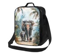 SMAZDFXX Borsa termica per il pranzo per adulti, motivo: elefante, giungla, fauna selvatica, grande borsa termica per picnic, pranzo al sacco per adulti