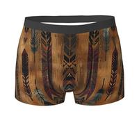 SMAZDFXX Boxer da Uomo Western Arrows Feathers Native American Brown Vintage Underwear per Uomo, Boxer Morbidi e Confortevoli.