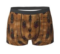 SMAZDFXX Boxer da Uomo Western Arrows Feathers Native American Vintage Brown Underwear per Uomo, Boxer Elasticizzati e Morbidi, Comodi