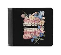 SMAZDFXX Braccialetto con denti ad, portafogli sottili da uomo, in pelle PU, con 6 porta carte e fermasoldi